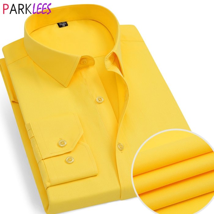 Blue and yellow mens dress shirt